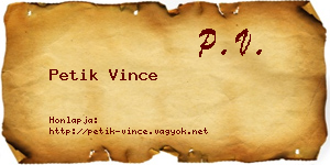 Petik Vince névjegykártya